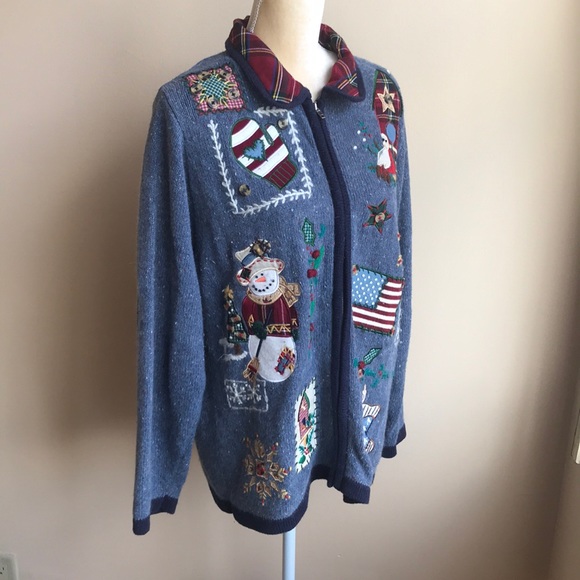 Victoria Jones Xmas cardigan ugly sweater L - Picture 4 of 6